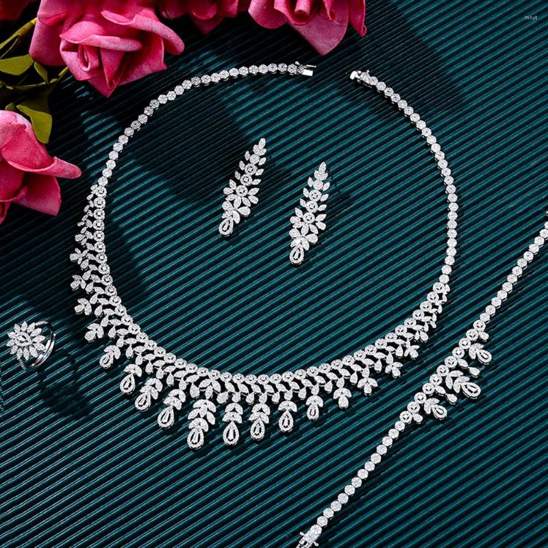 

Necklace Earrings Set GODKI Geometric Dubai For Women Wedding Party Zircon African Bridal Jewelry Gift, Picture shown