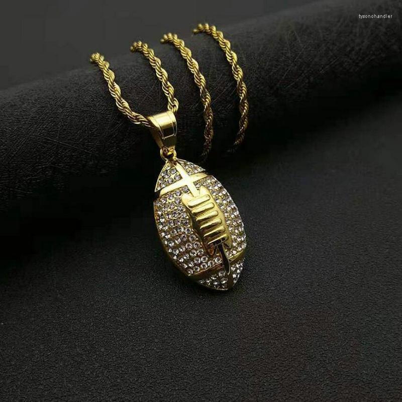 

Pendant Necklaces Stainless Steel Hiphop Rugby American Football Accessories