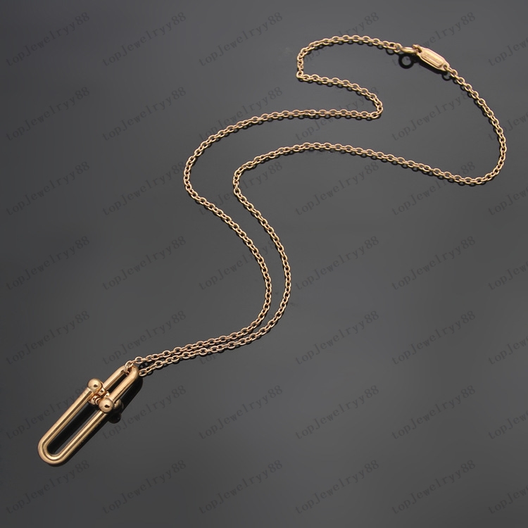 

Designer double ring bamboo necklace luxury brand horseshoe buckle pendant earrings female geometric earrings Valentine's Day gift wedding party jewelry