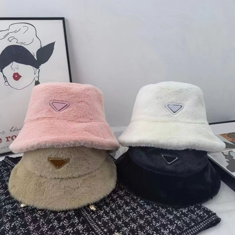 

Luxurys designers Bucket Hats Faux mink fur temperament female autumn and winter buckets letters temperament fashion very pretty, Pink