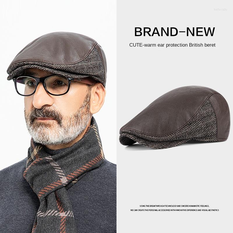 

Berets Dad Hat Beret Autumn And Winter Thickening For The Elderly Grandpa Warm Peaked Cap Hats, Black