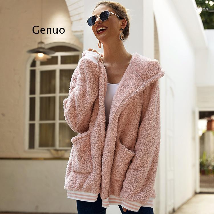 

Women's Vests Style Women's Top Overcoat Hooded Woolly Coat Long Woman, Pink