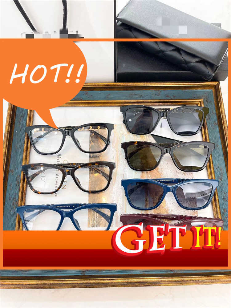 

Fashion Luxury Designer Sunglasses New Xiaoxiangjia Flat Light Spectacle Frame Ch3429 Net Red Leather Chain of the Same Type Can Be Equipped with Short-sighted Ladi