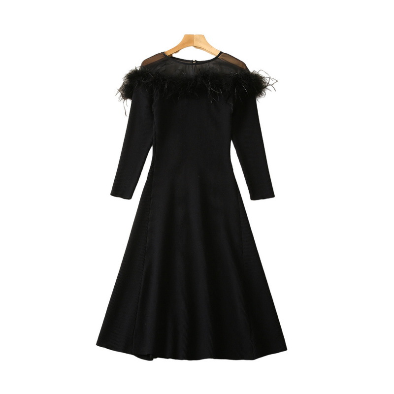 

1223 2023 XL Autumn Winter Flora Print Dress Crew Neck Long Sleeve Kint Panelld DRess Luxury Fashion Prom Womens Clothes SH, Post