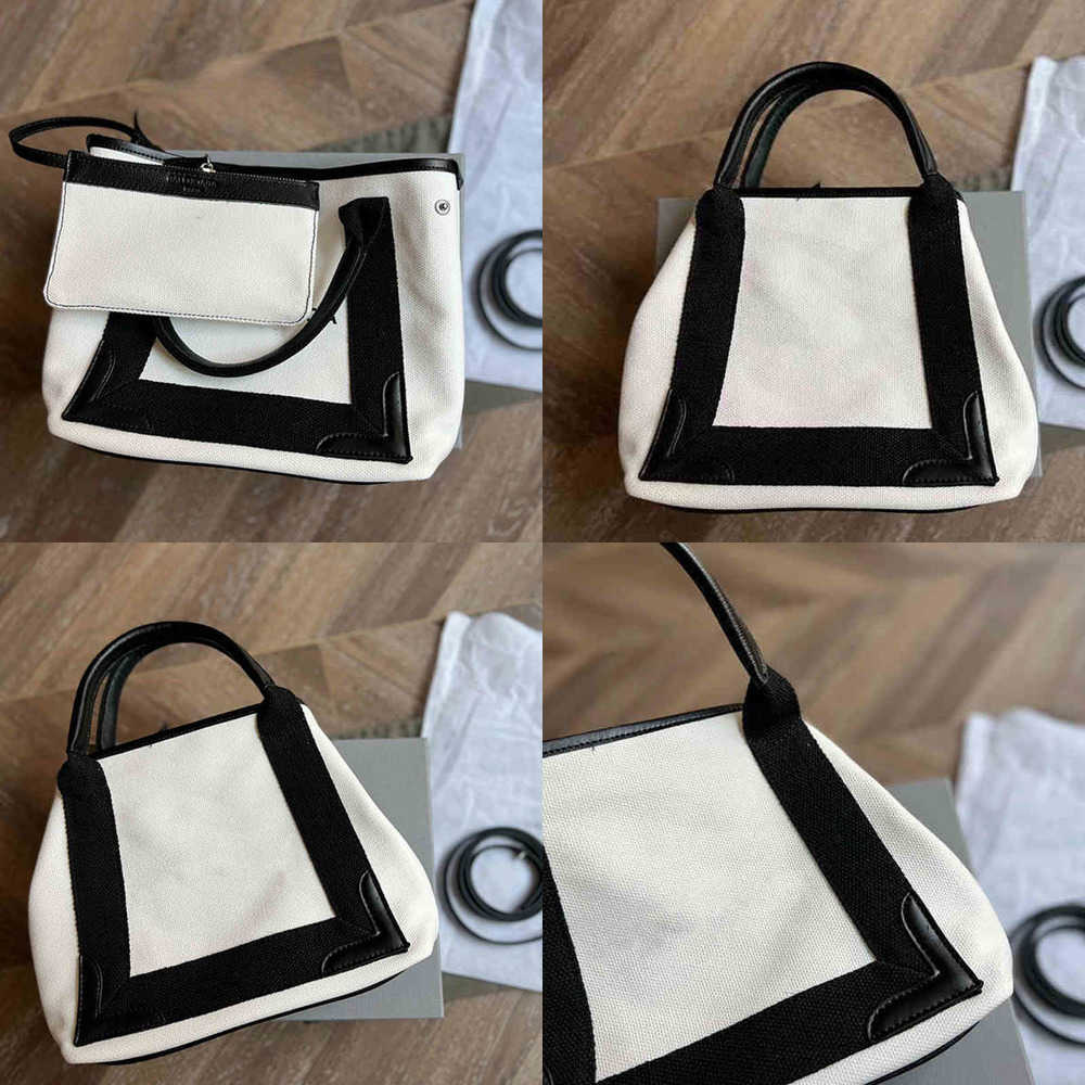 

Top Tote Bags Women Contrasting Colors Handbag Shoulder Canvas and Leather Designer Brand Crossbody Female Bucket 220322, White