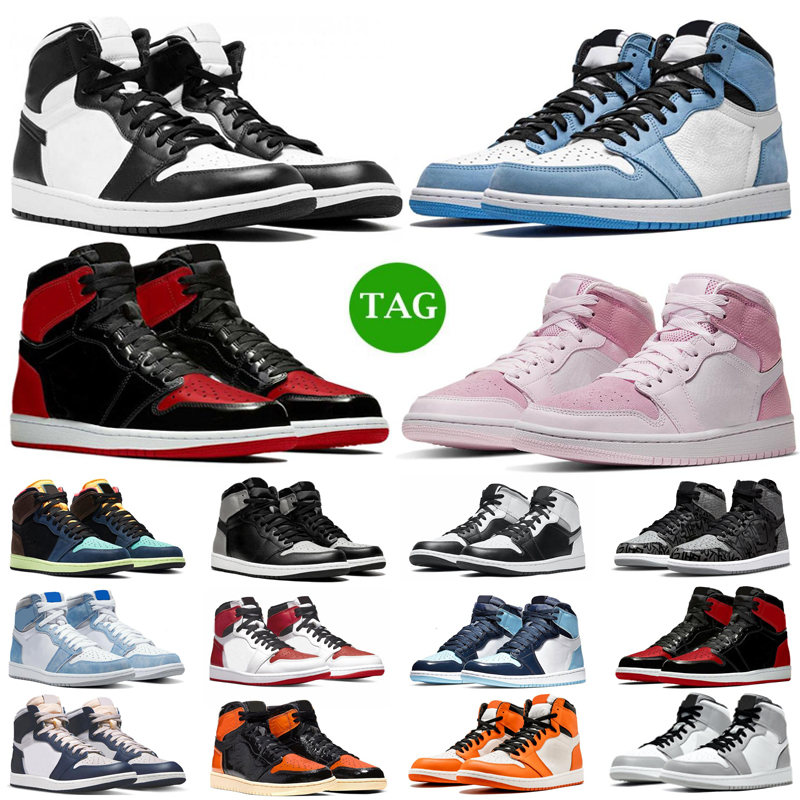

Mens 1 High OG 1s basketball shoes jumpman university blue patent bred court purple Gorge Green dark mocha black white retro men women Sneakers size 36-46, B9 worldwide pack black 36-45