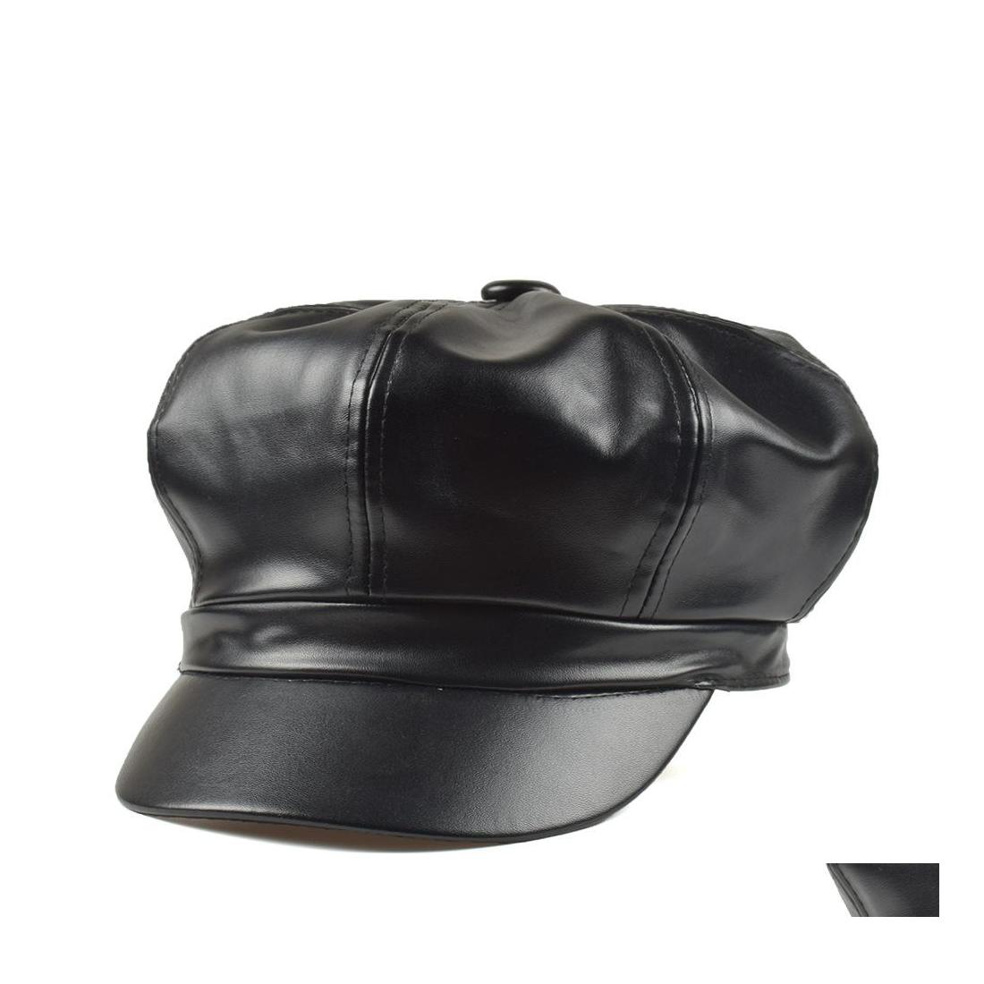 

Berets Vintage Women Pu Leather Hat Cool Pumpkin Painter Cap Lady Beret Hats Drop Delivery Fashion Accessories Scarves Gloves Caps Dhjdg, Light coffee