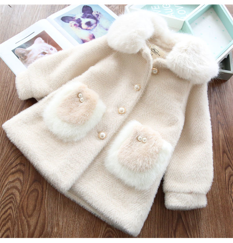 

Coat 2023 Children s winter Girls mink long cotton coat Thick 221130, Gray