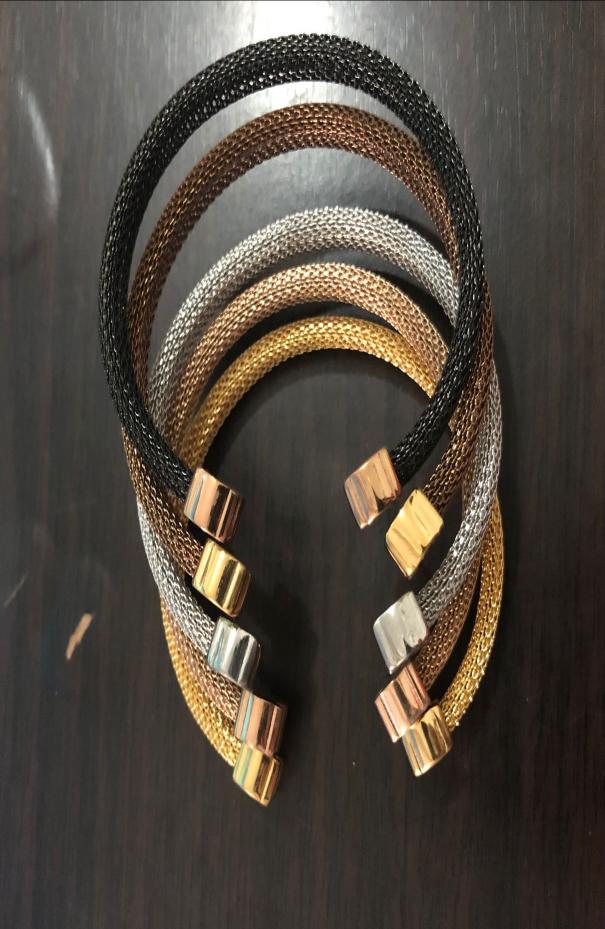 

New 5 colors Stainless Steel open cuff Mesh Bear charms Bangle Bracelet Never Fade Selling For Women Pulsera oso9001828