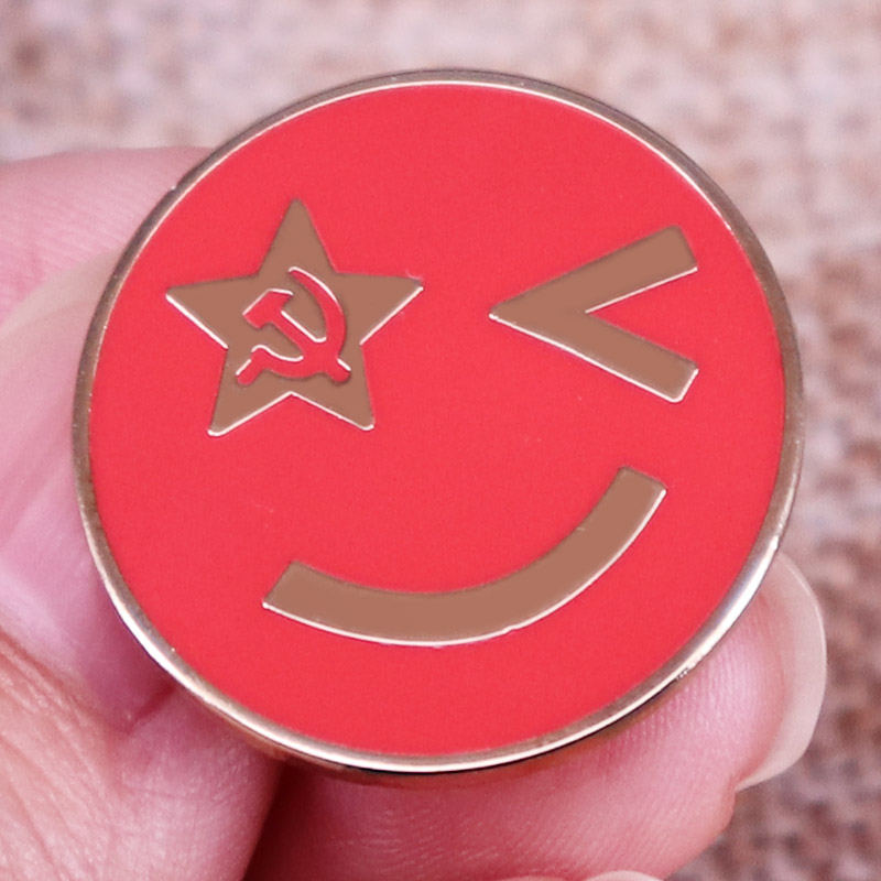 

Hammer Sickle Star Eye Red Face Enamel Pins Lapel Pin Shirt Bag Badge Jewelry, As picture