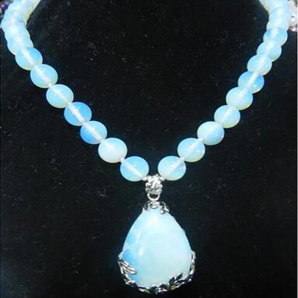 

new Style 10mm Sri Lanka Moonstone Pendant Necklace Inlay Crystal 17"