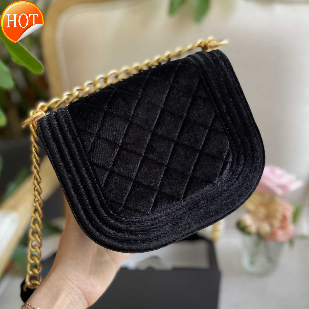

Women's Luxury Designer Bags Shoulder Bags Tote 2023 New Fashion Mini Velvet Messenger Bag Texture Metal Hardware Chain Strap Crossbody Bag Factory Direct Sales, Blue