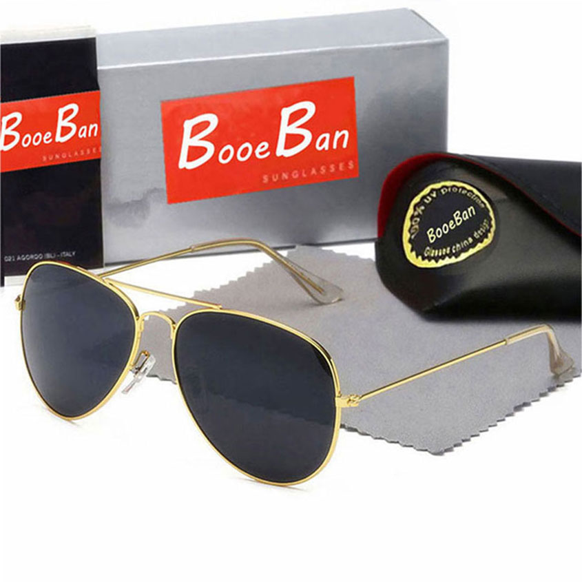 Booe Ban Men Classic Brand Retro women Sunglasses Pilot Luxury Designer Eyewear Metal Frame Mirror Sun Glasses 58mm UV Protection spectacles Glas
