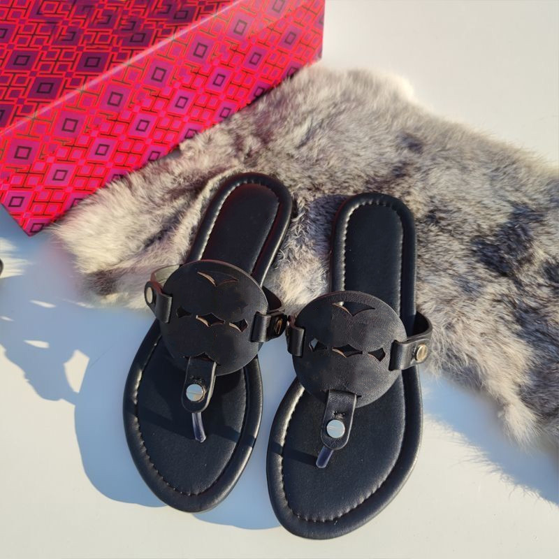 

Cowhide Brand Slippers Women Flip Flops Genuine Leather Flat Beach Shoes Black Brown Matte Classics Women Summer Sandals with Dust Bag 34-43, Black lizhiwen