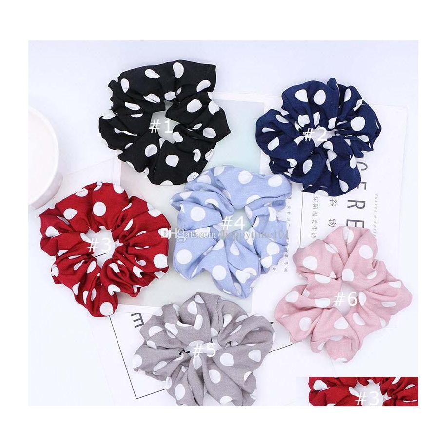 

Hair Rubber Bands 6 Color Women Girls Polka Dots Christmas Red Cloth Elastic Ring Hair Ties Accessories Ponytail Holder Hairbands Ru Dhze0