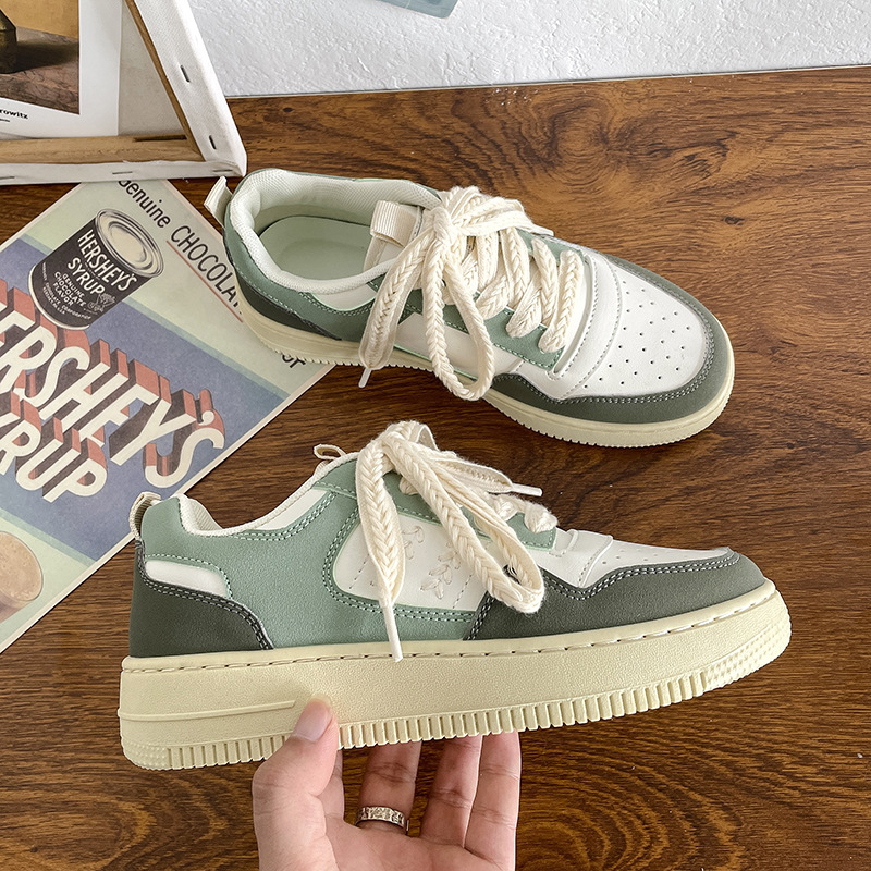 

New wheat shoes female Chushin Korean ethnic minority design sense of casual sneakers breathable light white shoes, Brown