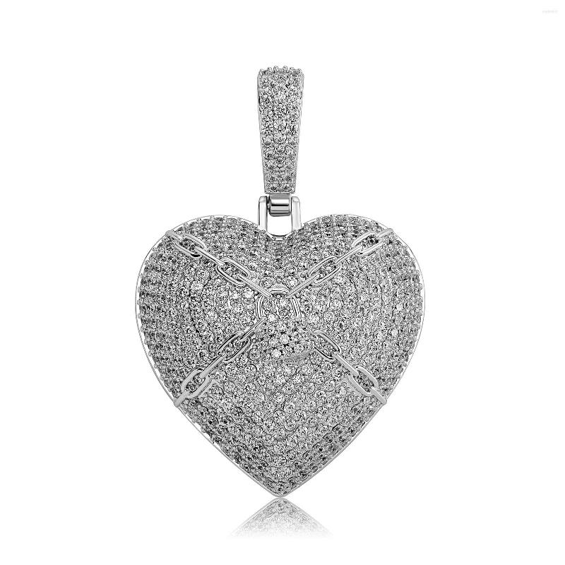 

Pendant Necklaces Iced Out Heart Lock Love Necklace Mens/Women Chains Hip Hop Gold Silver Color Charms Jewelry Gift