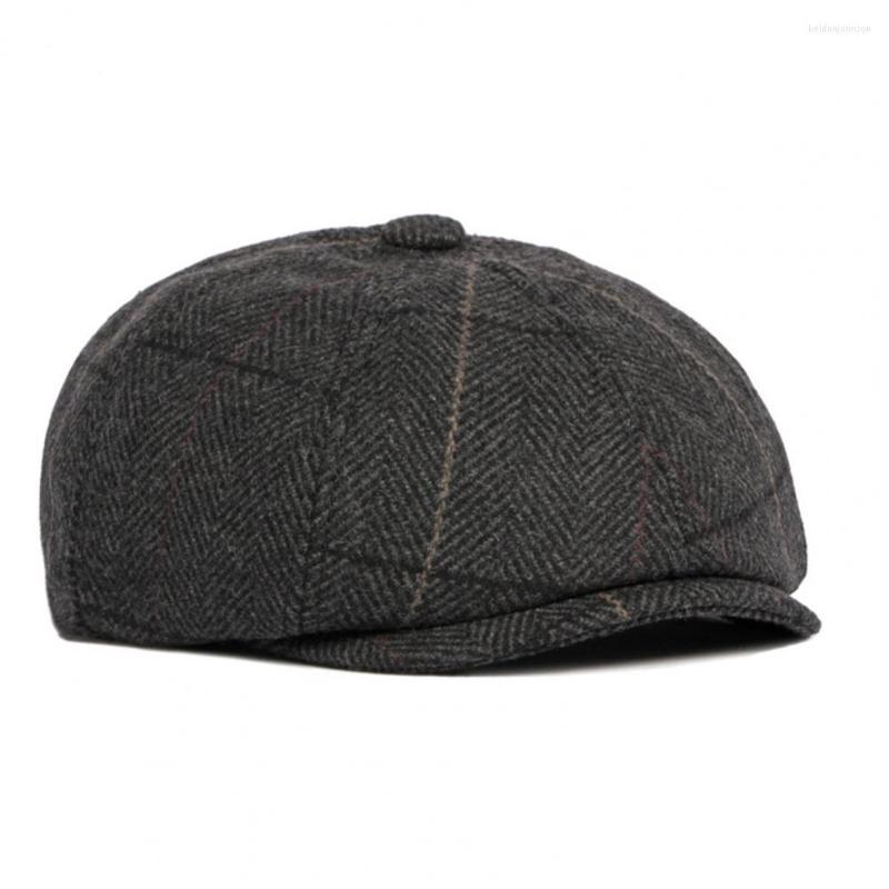

Berets Plain Color Gorgeous Vintage Men Beret Sboy Hat Stylish Fine Texture For Vacation, Black