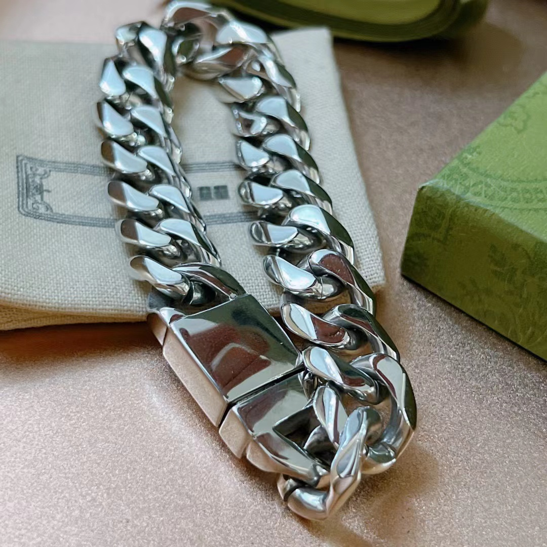 

Luxury designer 925 sterling silver bracelets punk bracelet cuff bangle men women letter hand jewelry unisex cuban link chain hip hop 18-24cm with a proportion of 1 to 1