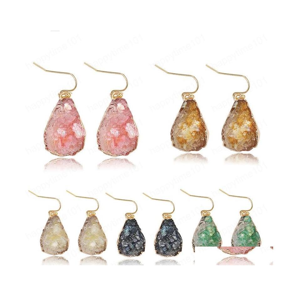 

Dangle Chandelier Boho Pink Black Resin Earrings Korean Fashion Simate Natural Stone Druzy Teardrop Dangle Earings For Women Acces Dhmjg