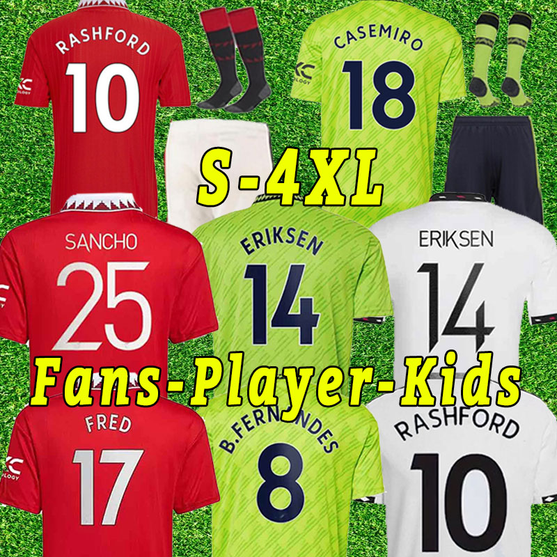 

22 23 MAN soccer jerseys RASHFORD B.FERNANDES SANCHO football shirts fans player version R.VARANE MAGUIRE CAVANI SHAW manCHeSter Antony UTD women Full Kit Kid 3XL 4XL, Home