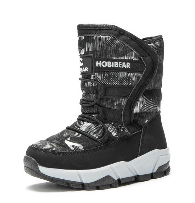 

New Winter Children's Snow Boots Boys Girls Fashion Waterproof Warm Shoes -30 Degree Kids Thick Mid Non-slip Big sizes are available for black/navy colors