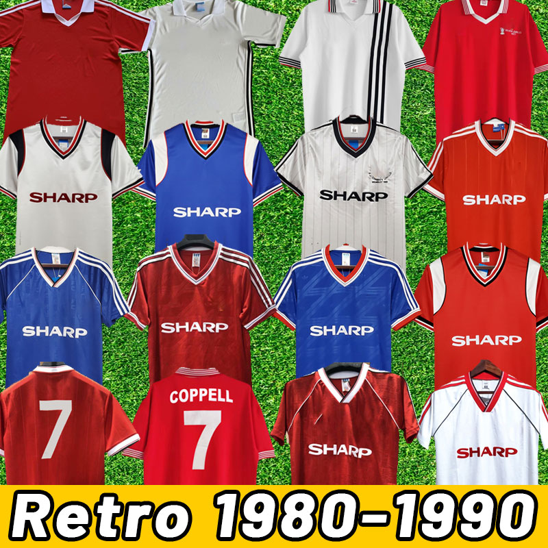 

ManCHEsters Retro UTD Rooney Soccer Jerseys 1975 1980 82 83 84 85 86 87 88 89 90 1982 1984 1986 1988 1990 home away third blue white red vintage Bryan Robson, 86-88
