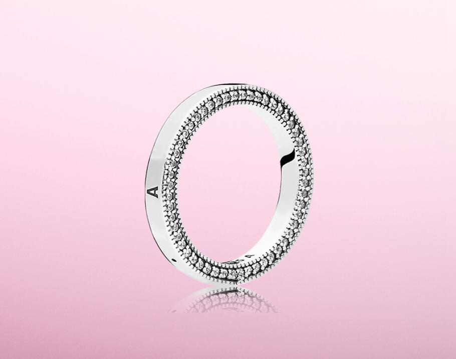 

Personalized doublesided ring ring fashion for Pandora 925 sterling silver with CZ diamonds with original box ladies Valentine08514603