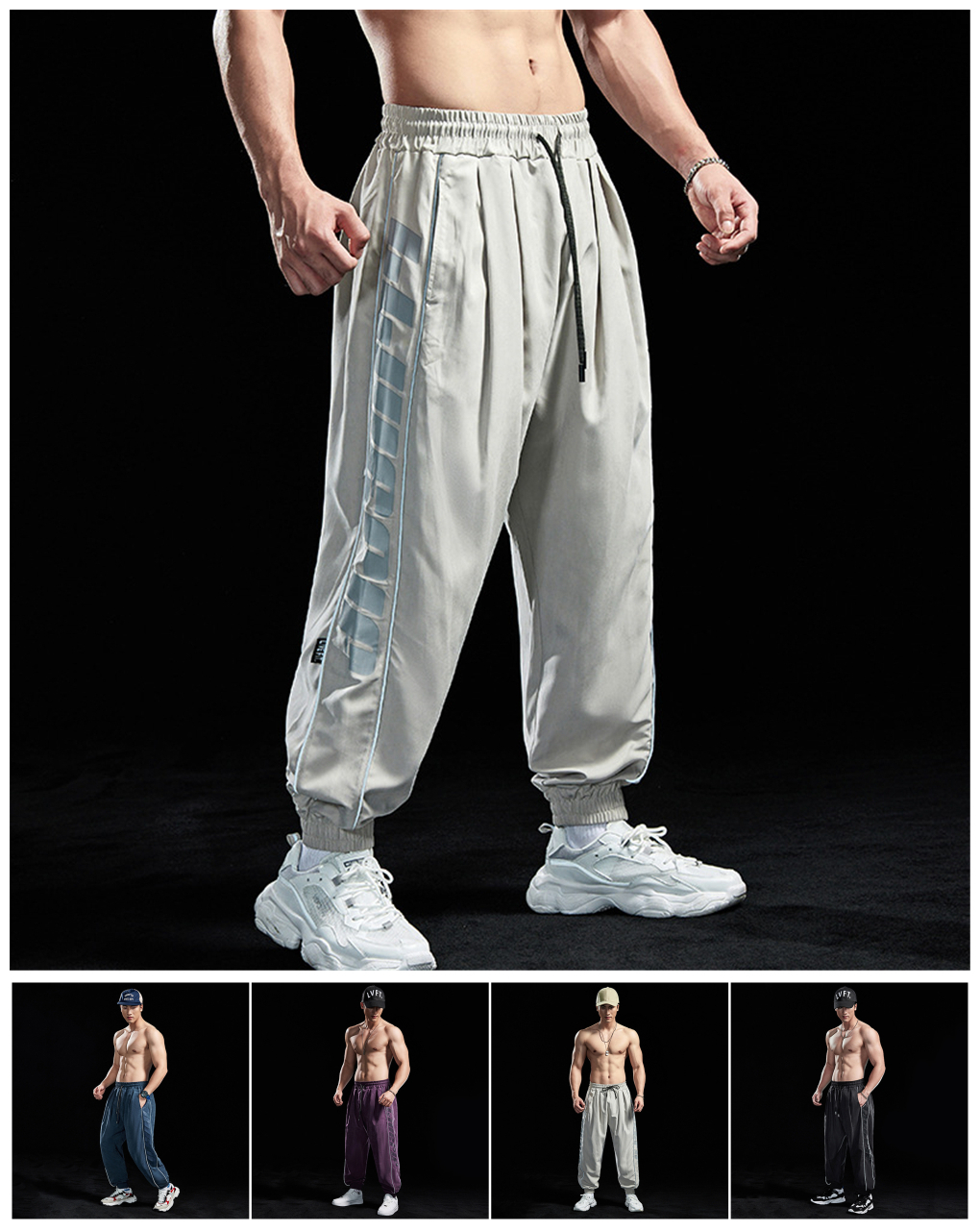 

Men's Pants Loose Fitness Trendy Sports Leisure Running Basketable Trousers Muscle Thin Breathable Cloth Boy Cool Wear Sportwear 221201, Dark blue