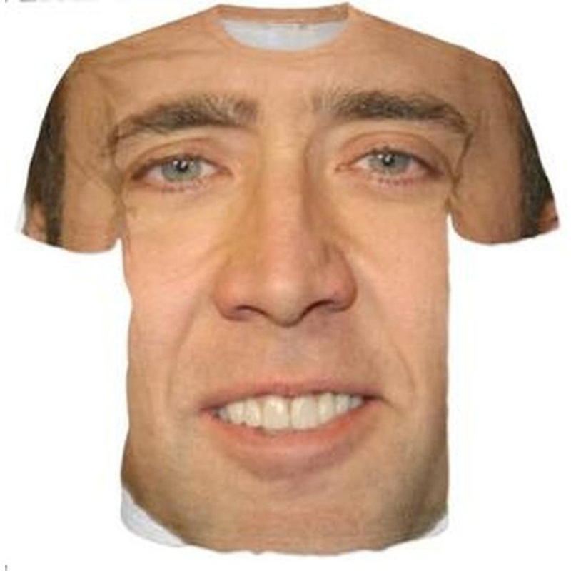 

Hip Hop Sportwear Punk Casual Loose Track Pants Autumn Men Cool Print Famous Actor Nicolas Cage 3d T-shirt 002, Color of picture