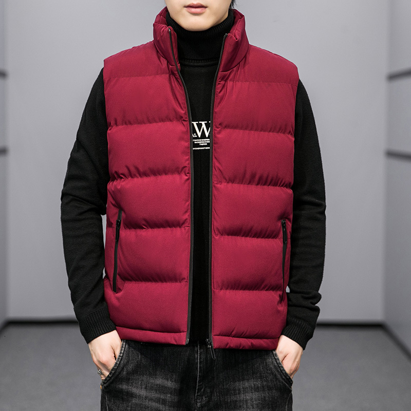 

Men's Vests Autumn And Winter Men's Vest Cotton Sleeveless Coat Men Casual Trend Waistcoat Stand Collar Slim Fit Windproof Warm 8026 221130, Burgundy