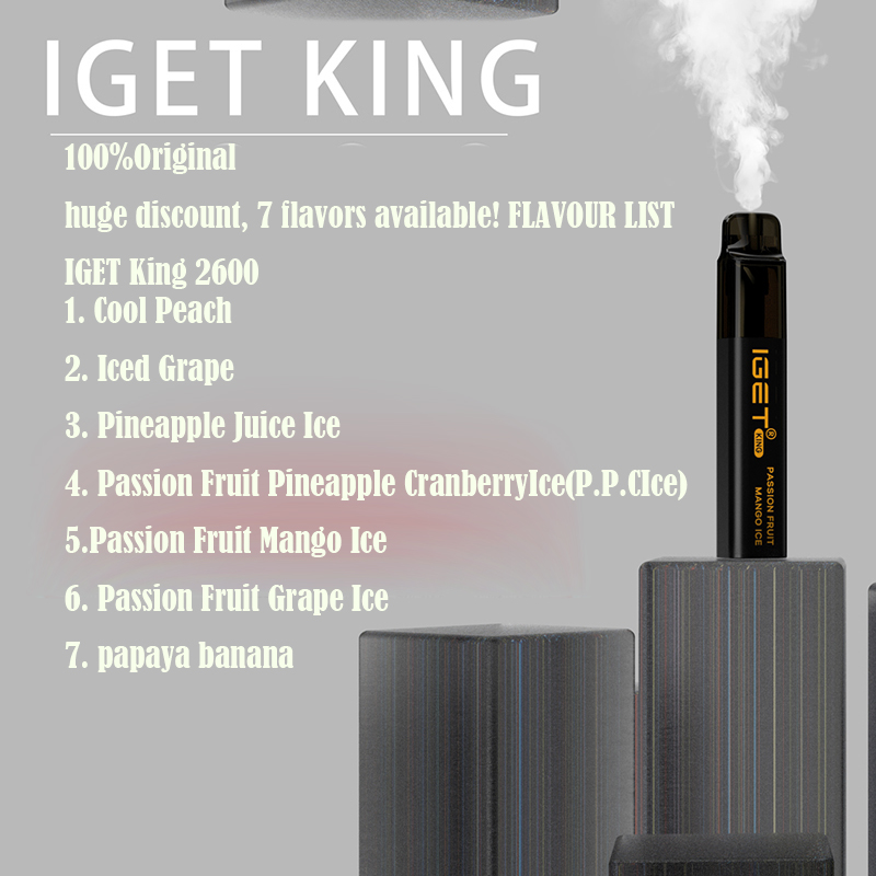 

Iget King 2600 puffs Electronic Cigarettes Disposable Vape pens Pods Device legend 350puffs bar