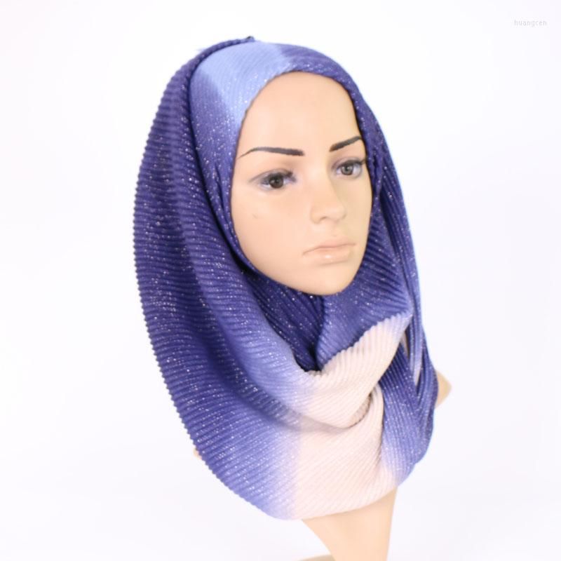

Scarves Scarf Lurex Crinkle Gradient Women Tassel Plain Shimmer Muslim Shawls Islamic Long