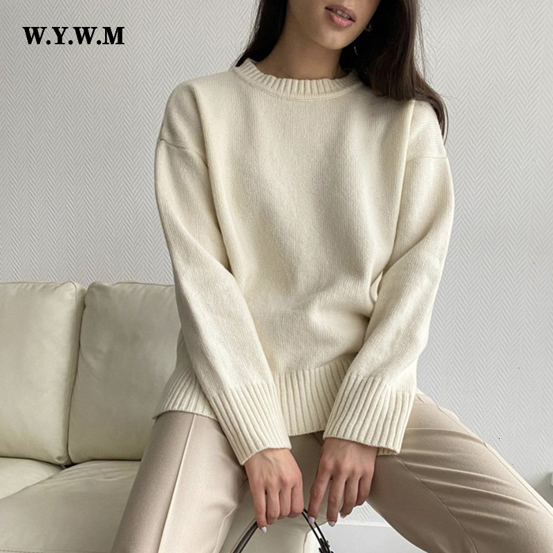 

Women's Sweaters WYWM Winter Warm Knitted Cashmere Women Autumn Loose Solid Basic Pullovers Ladies Soft Casual Outwear Female Jumpers 221201, Grey