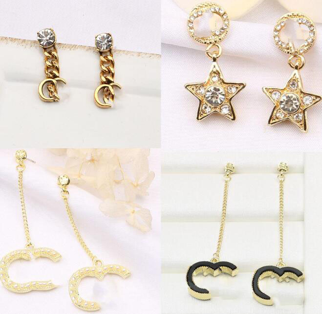 

20colors 18K Gold Plated Letters Stud Earrings Brand Designers Women Silver Crystal Rhinestone Pearl Earring for Wedding Party Jewerlry Accessories
