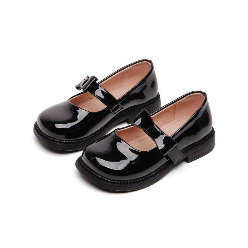 

Flat shoes 2022 Spring Cute Bow Children's Thick Mary Janes Kids Fashion Solid Shallow Princess School Shoes Fpr Girls Korean Casual Shoes T221201, Black