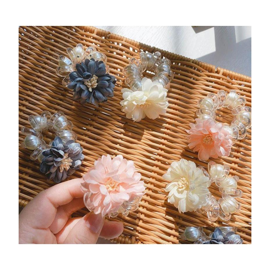 

Hair Rubber Bands Fashion 3D Flower Women Hair Scrunchies Sweet Girls Hairbands Accessories For Designer Bands Drop Delivery Jewelry Dhhwu