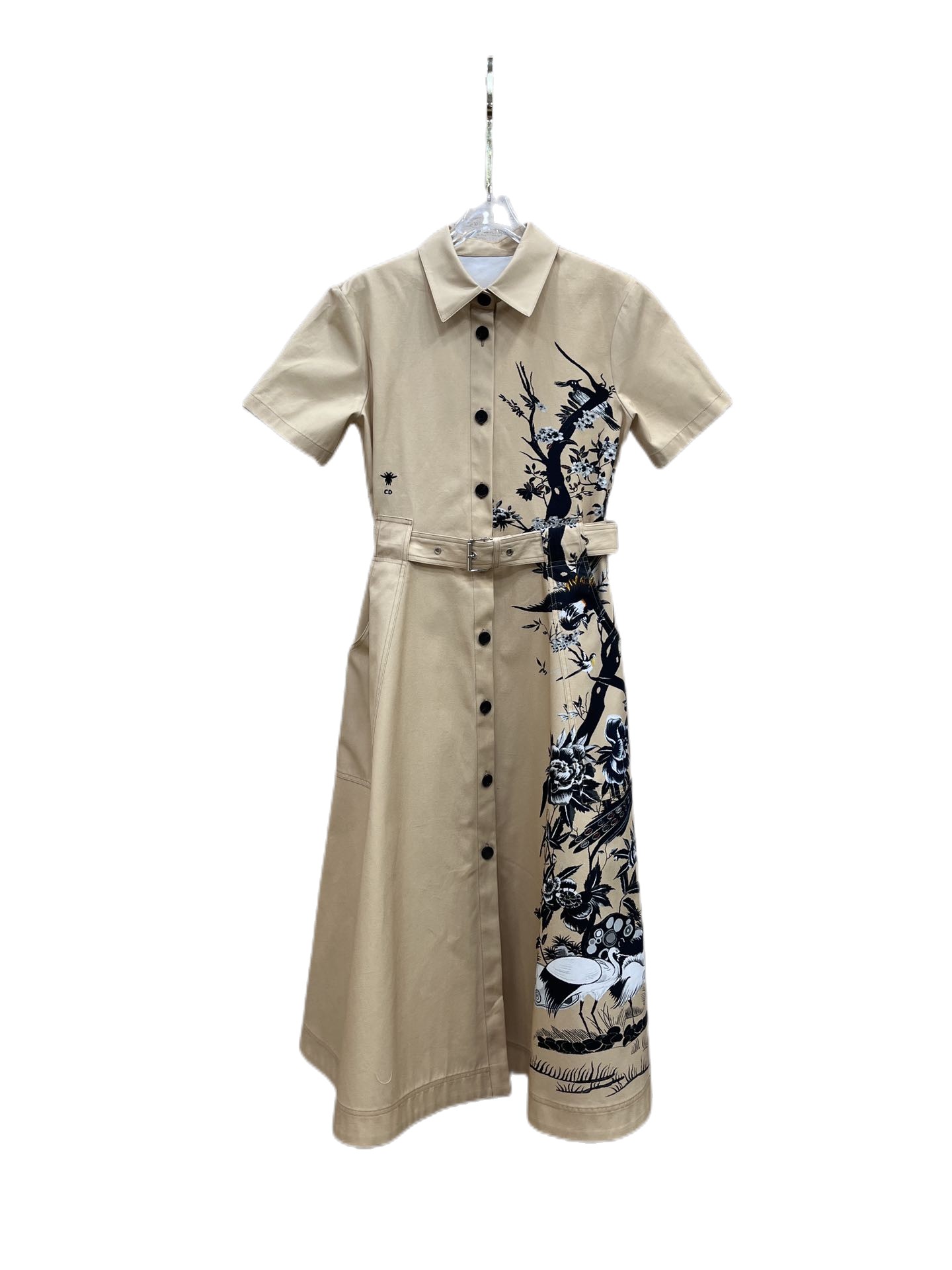 

Spring new canvas cotton digital positioning printing dress dress, Khaki
