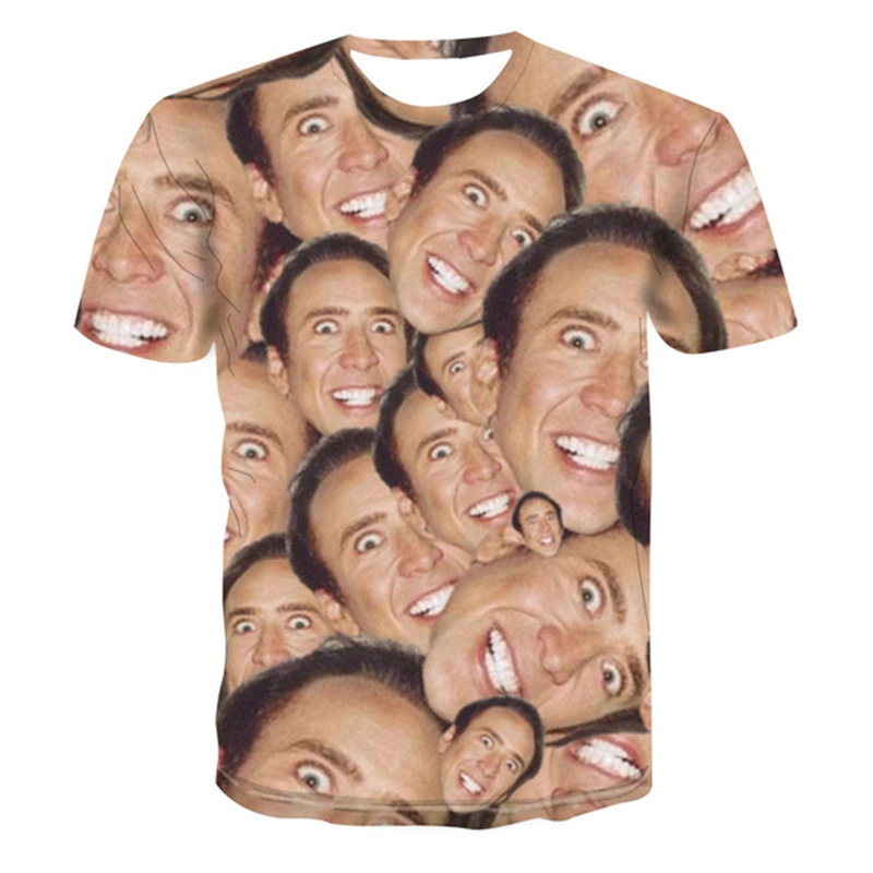 

Hip Hop Sportwear Punk Casual Loose Track Pants Autumn Men Cool Print Famous Actor Nicolas Cage 3d T-shirt 006, Color of picture