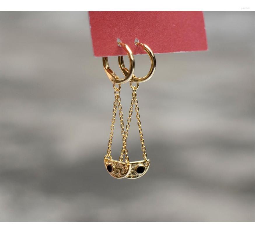 

Dangle Earrings 925 Sterling Silver Earring Fashion Creative Design Chain Semi-circular Long Pendant Temperament Wild Trend Female Ear J