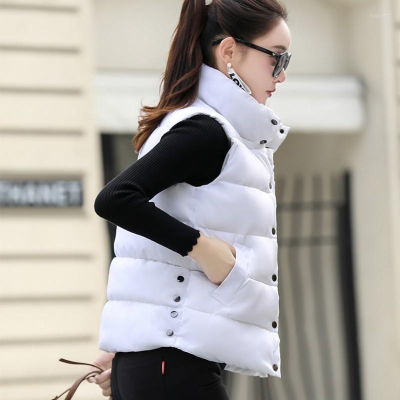 

Women' Vests 2022 Winter Women Vest Jacket Large Coat Warm Solid White Waistcoat Female Fall Sleeveless Stand Collar Outerwear Lady, Black