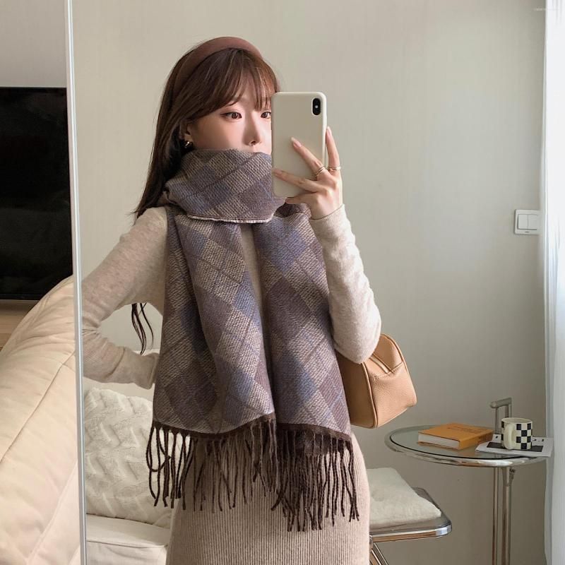 

Scarves Warm Cashmere Blend Diamond Bufandas Women Oversized Pashmina Female Elegant Shawl