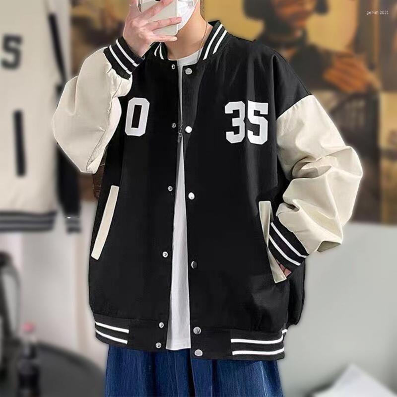 

Men' Jackets Men Jacket Digital Printing Baseball Uniform Loose Casual Long Sleeve Single-breasted Coat Men' Clothing, Black