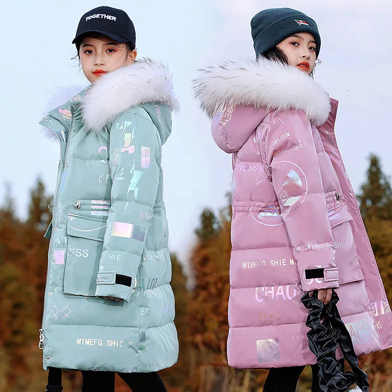 

Down Coat Winter cotton Jacket Girls Waterproof Hooded Children Outerwear Clothing Teenage 5 16Y clothes Kids Parka Snowsuit 221130, Pink