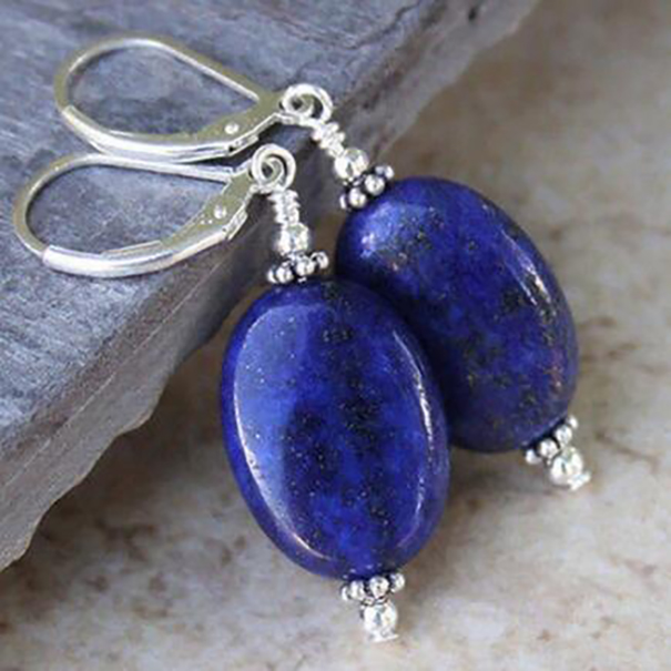 

Beautiful 13x18mm Indigo Lapis lazuli Sterling Silver Dangle Earrings