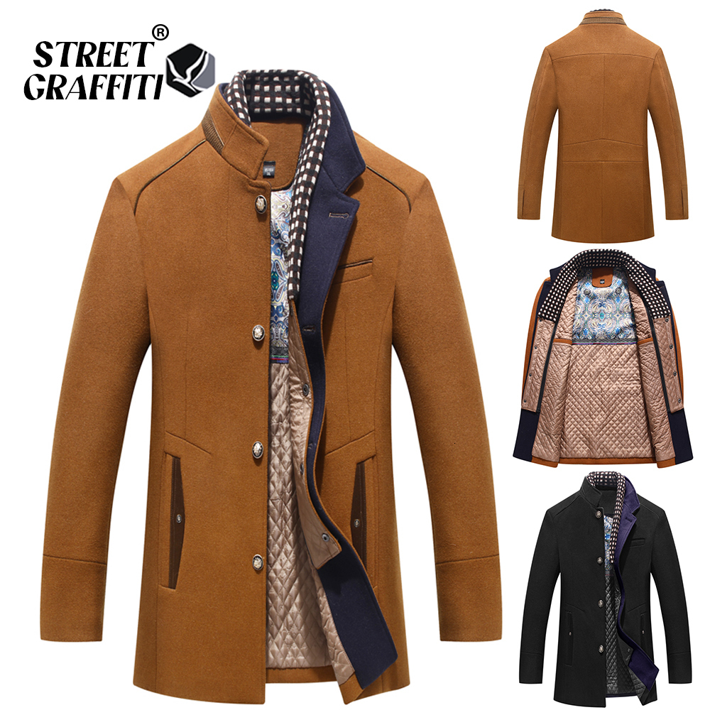 

Men's Wool Blends STG Brand Winter Warm Jacket Parkas Coat Fashion Autumn Clothing Windproof Woolen Slim Adjustable Vest Male 221201, Khaki