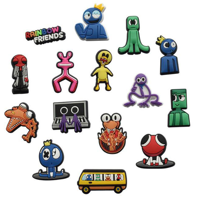 

rainbow cartoon anime croc charms pvc clog garden shoe flower fashion accessories for bracelet wristband decoration gift