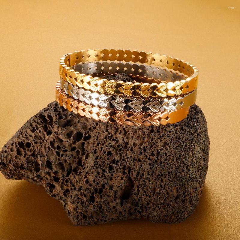 

Bangle Leaf Titanium Steel Bracelet Open And Close Bracelets For Women Suport Costume Jewelry
