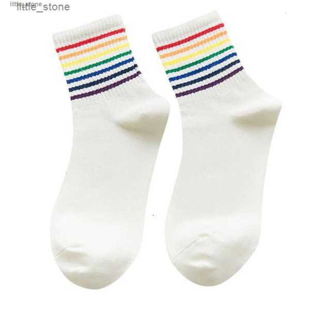 

Men's Socks Winter Women's Unisex Rainbow Striped Cotton Fashion Warm Chrismas Gift Casual Tide Harajuku Cute Korean Pobso0