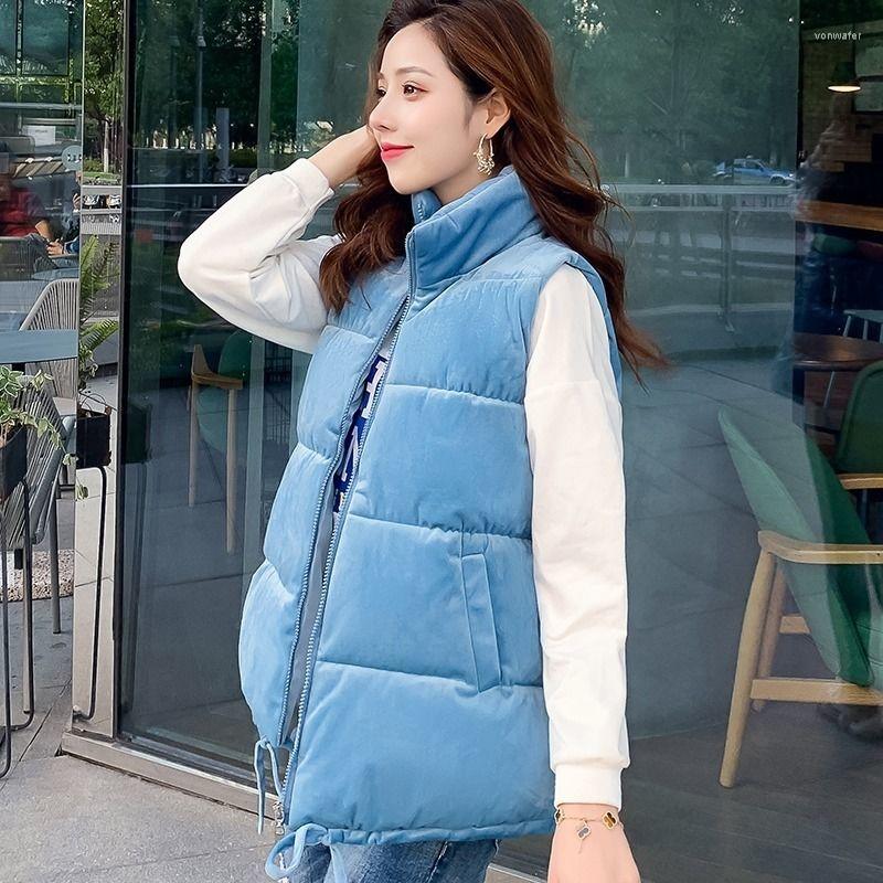 

Women's Vests Women Wild Warm Bread Gilet Coat Korean Fashion Sleeveless Waistcoat Autumn Winter Short Down Cotton Vest Jacket Chaleco Mujer, Black